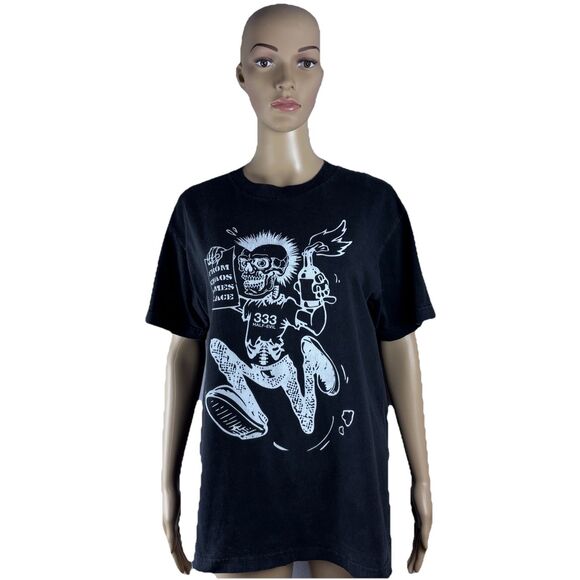 Vintage Half Evil From Chaos Comes Peace T-Shirt Black Size Medium - Picture 1 of 15